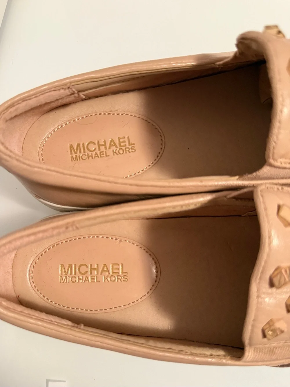 MICHAEL Michael Kors Keaton Studded Leather Slip On Sneakers Blush Pink Gold 9M